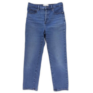 EVERLANE High Rise Slim Straight Ankle Jeans Dark Denim Minimal Clean Girl 29